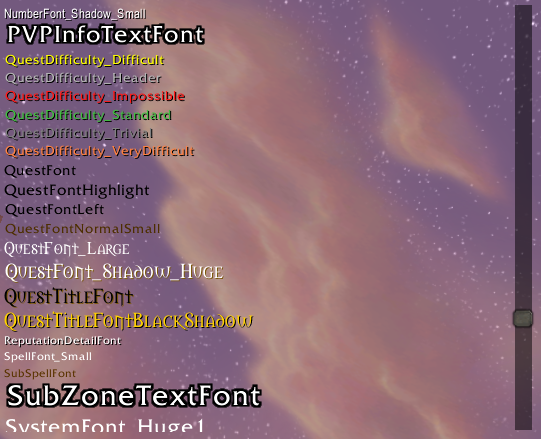 WoW Font Preview Snippet